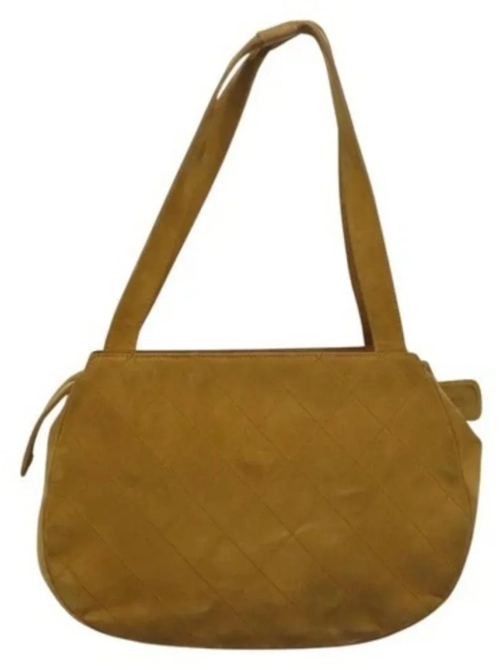 CHANEL Matelasse Hand Bag Suede Yellow CC Auth bs24019